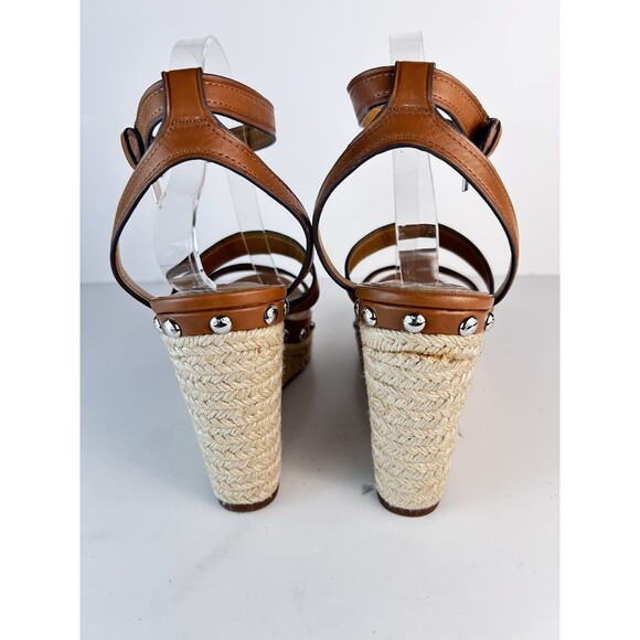 Coach Darcy Strappy Studded Espadrille Wedge Sandals A01954 Saddle New Size 11 - Picture 8 of 11